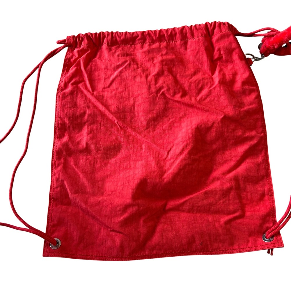 Kipling Drawstring Backpack Bag Monkey Charm Pink… - image 3